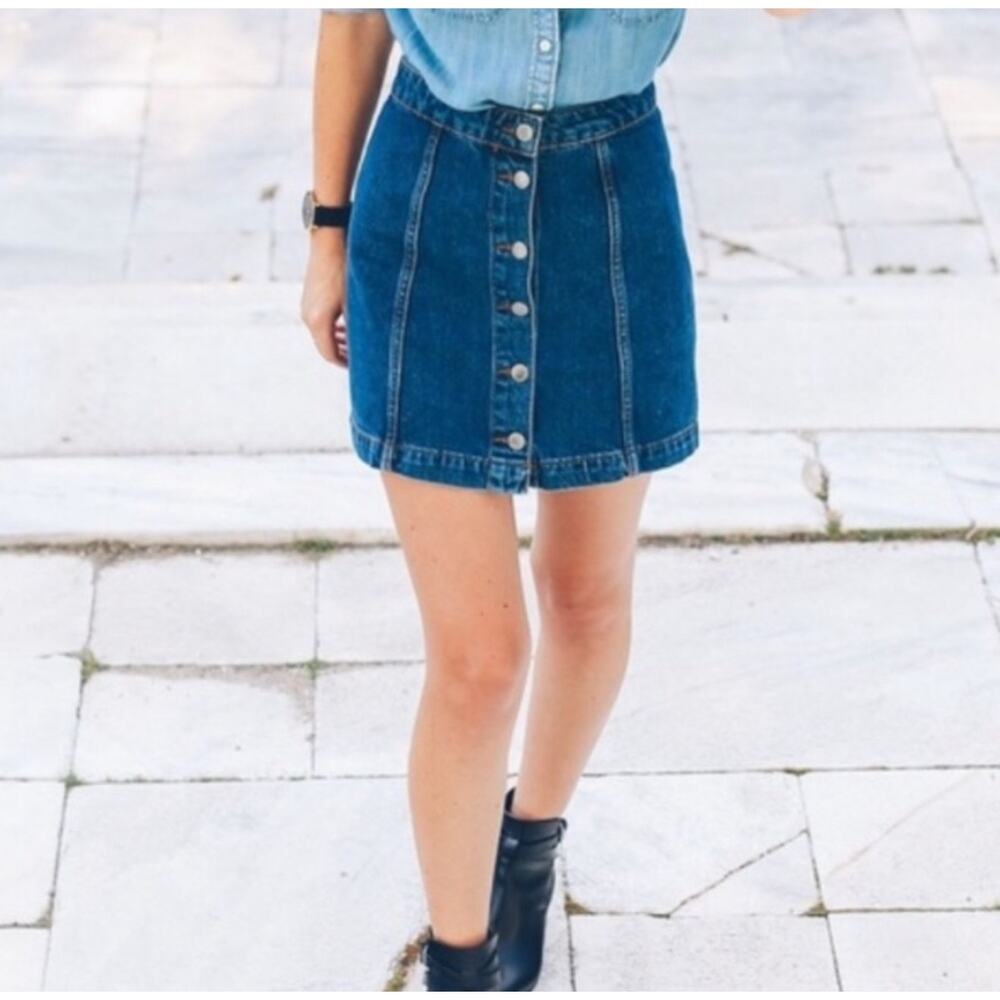 Topshop Moto Button-Up Jean Skirt - Sz 25 Women’s